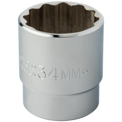 PROTO Proto J5434M Hand Socket 34mm 12-point 1/2 Drive