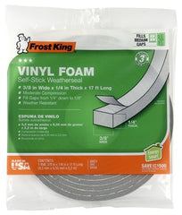 FROST KING Thermwell V444H Gray Foam Weatherstrip Tape 3/8x1/4 in