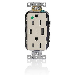 LEVITON Leviton Telcom T5633-HGT Usb A/c Combo Duplex Receptacle