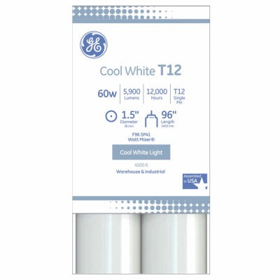 GE G E Lighting 40302 60W T12 Fluorescent Tube 96 Inches