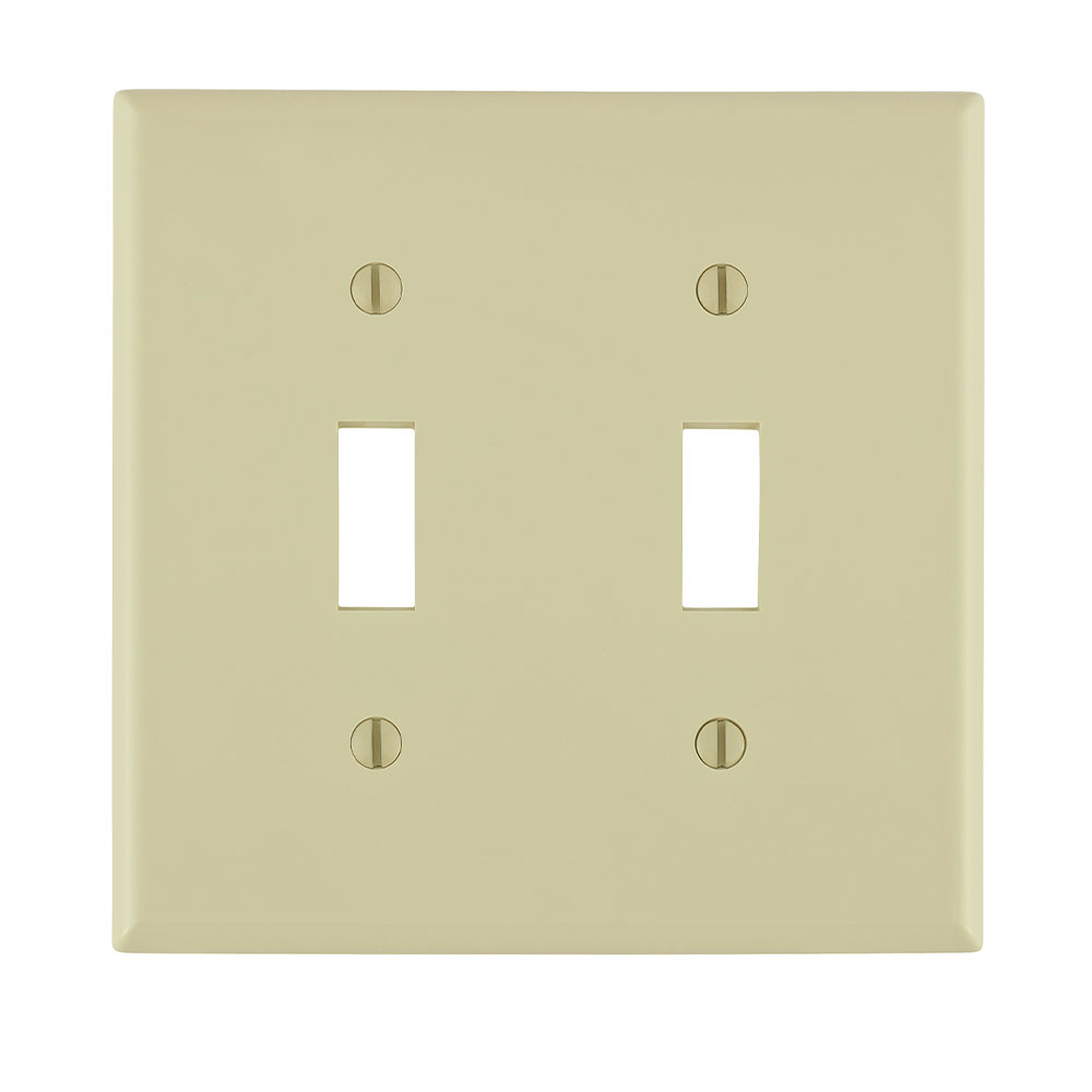 LEVITON Leviton 80709-I 2-Gang Toggle Switch Wallplate Nylon Ivory