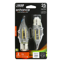 FEIT ELECTRIC Feit Electric BPEFC25/927CA/FIL/2 BA10 E26 Medium Base Dim Filament LED Bulb 2.2W (2-Pack) BPEFC25/927CA/FIL/2