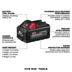 MILWAUKEE Milwaukee 48-11-1862 M18 REDLITHIUM High Output XC6.0 Battery, 2-Pack