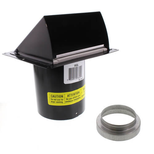BROAN-NUTONE Broan-NuTone 885BL Wall Cap Steel Black - Fits 3 or 4 Inch Round Duct with Transition