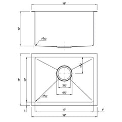 DAKOTA Dakota Plumbing Products DSM-1915GBK Undermount Bar Sink