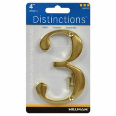 HILLMAN Hillman Fasteners 843153 Brass Flush Mount House Number 3