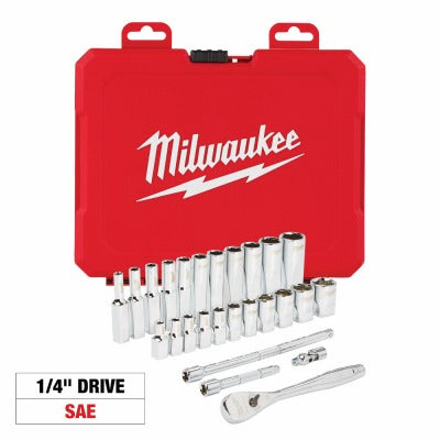 MILWAUKEE Milwaukee 48-22-9404 1/4 in Drive Sae Socket Set 26 Pc