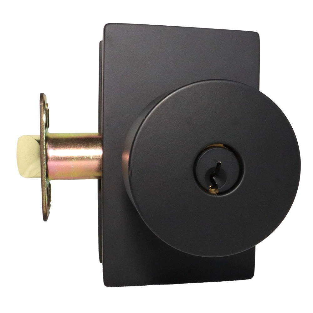 EMTEK Emtek 5123ROUUS19.RLS Round Knob Keyed Entry Flat Black