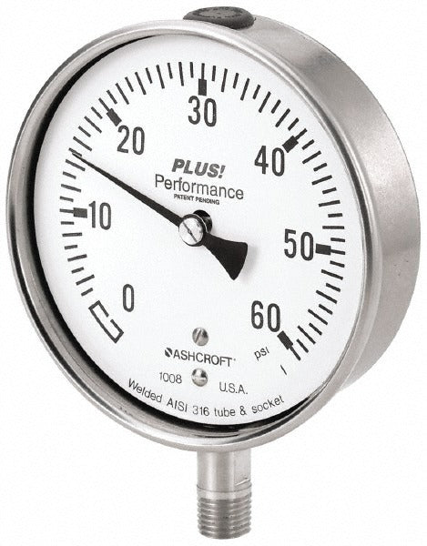 ASHCROFT Ashcroft 82408XLL Pressure Gauge 2.5 in 0-600 Psi Lower Mount