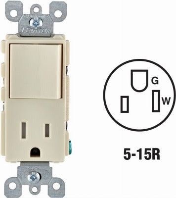 LEVITON Leviton R67-T5625-0TS 15A Switch Outlet Combo Nema 5-15R