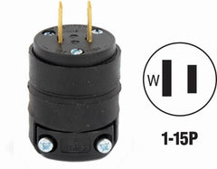 LEVITON Leviton Mfg Co 000-115PR-000 Rubber Cord Plug 15A 125V
