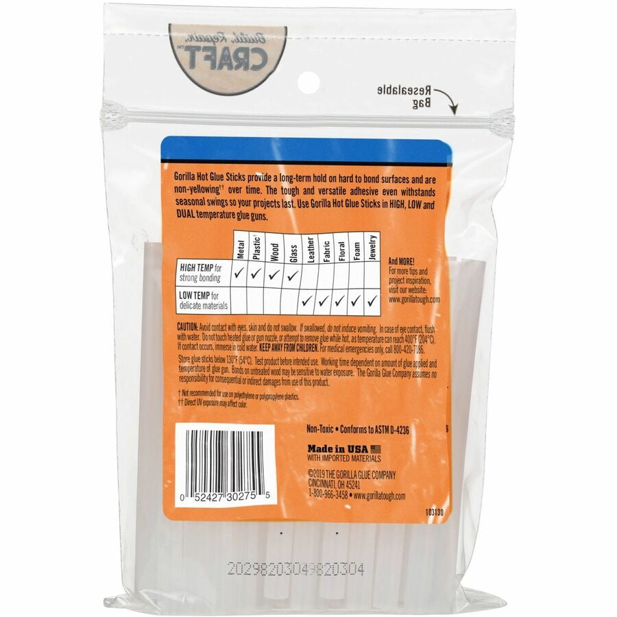 GORILLA Gorilla GOR3027502 Mini Hot Glue Sticks 0.3 inches x 4 inches 75/Pack GOR3027502