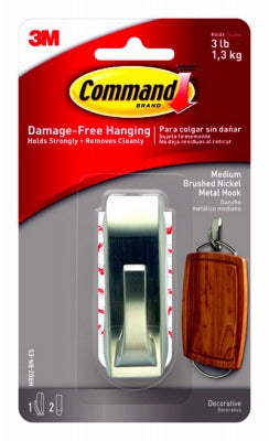 3M 3M Company MR02-BN-ES Medium Brushed Nickel Metal Hook