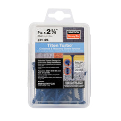 SIMPSON STRONG-TIE Simpson Strong-Tie TNT18214TFC25 Titen Turbo T25 flat head 3/16 in x 2-1/4 in 25-pack
