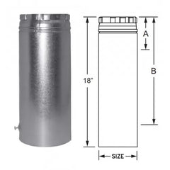 DURAVENT Duravent 14BV18A Round B-Vent 18 inches Adjustable Length Pipe replacement 14BV18A
