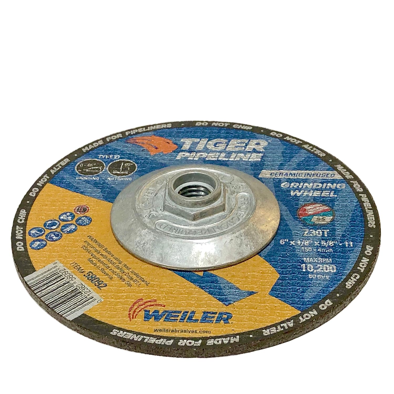 WEILER Weiler 58092 6 Inch x 1/8 Inch Tiger Pipeline Z30T Type 27 5/8-11 Nut (Pack of 10)