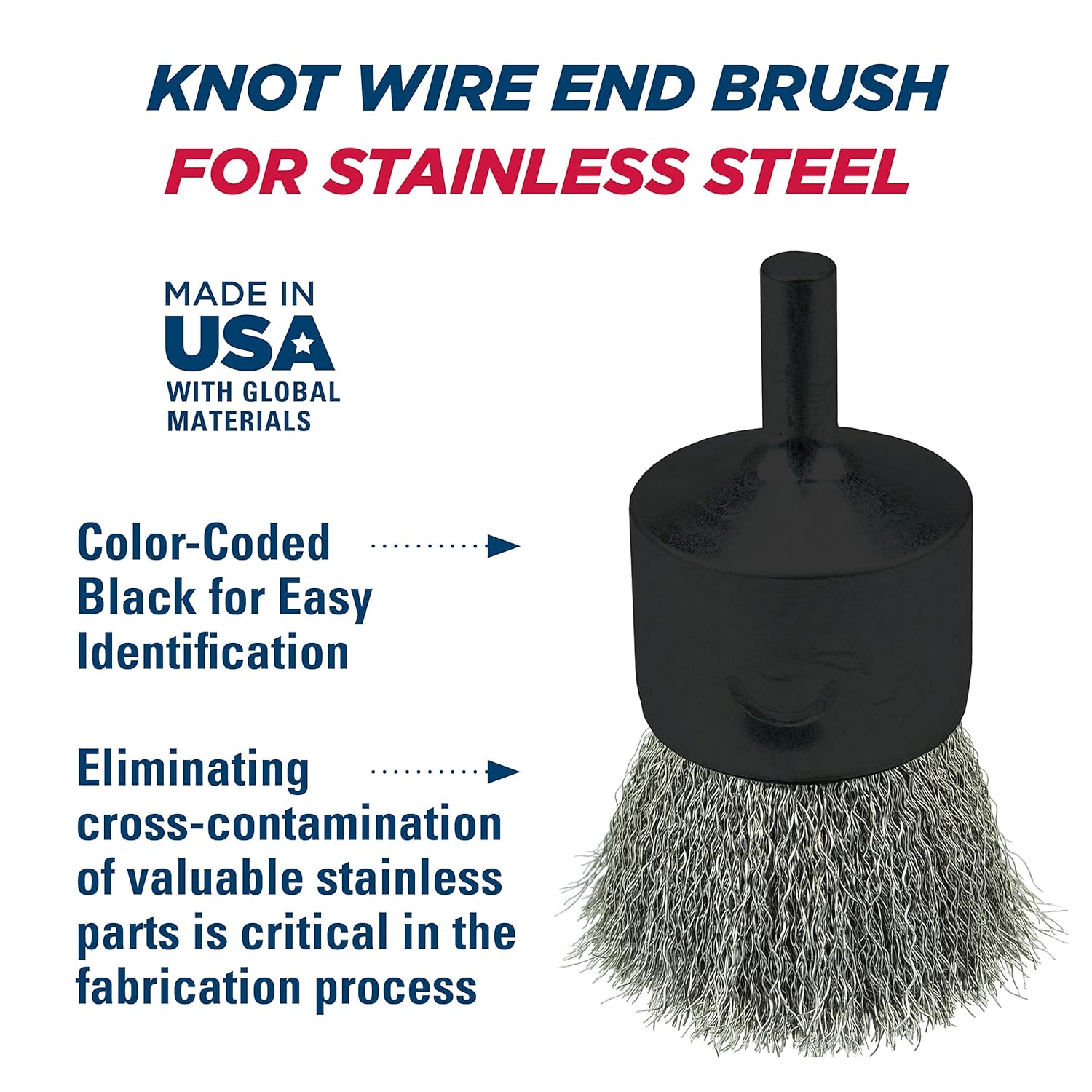 WEILER Weiler 10021 Crimped Wire End Brush 1 inch Diameter Stainless Steel Bristles