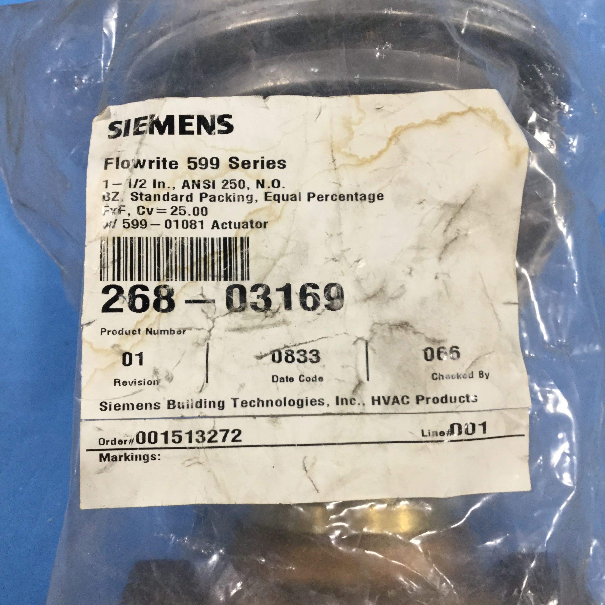 SIEMENS Siemens 268-03169 Brass Control Valve 1-1/2 Inch NPT 25 CV