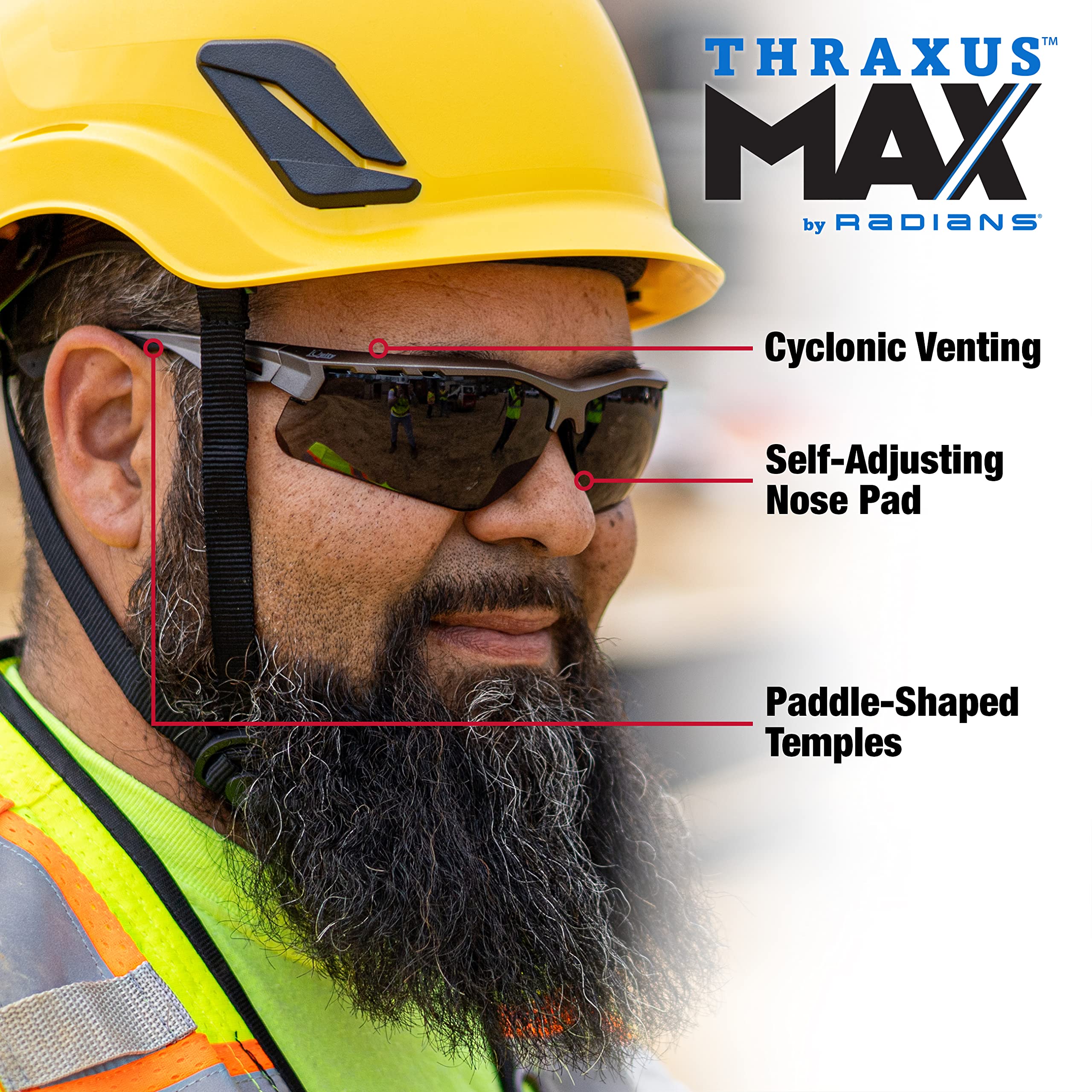 RADIANS Radians TXM6-20ID Thraxus Safety Eyewear Gun Metal Frame Smoke Lens