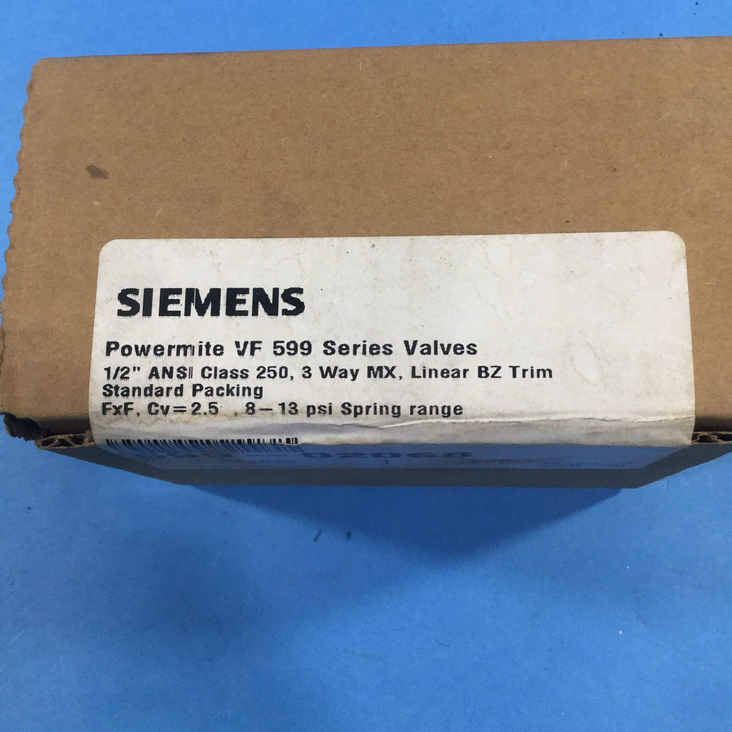SIEMENS Siemens 599-02068 Valve 3-Way Mix Linear 1/2 In FxF 2.5 Cv 8-13 psi Spring Range