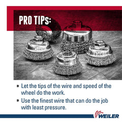 Weiler 14066 6 Crimped Wire Cup Brush .014 Steel Fill 5/8-11 UNC Nut