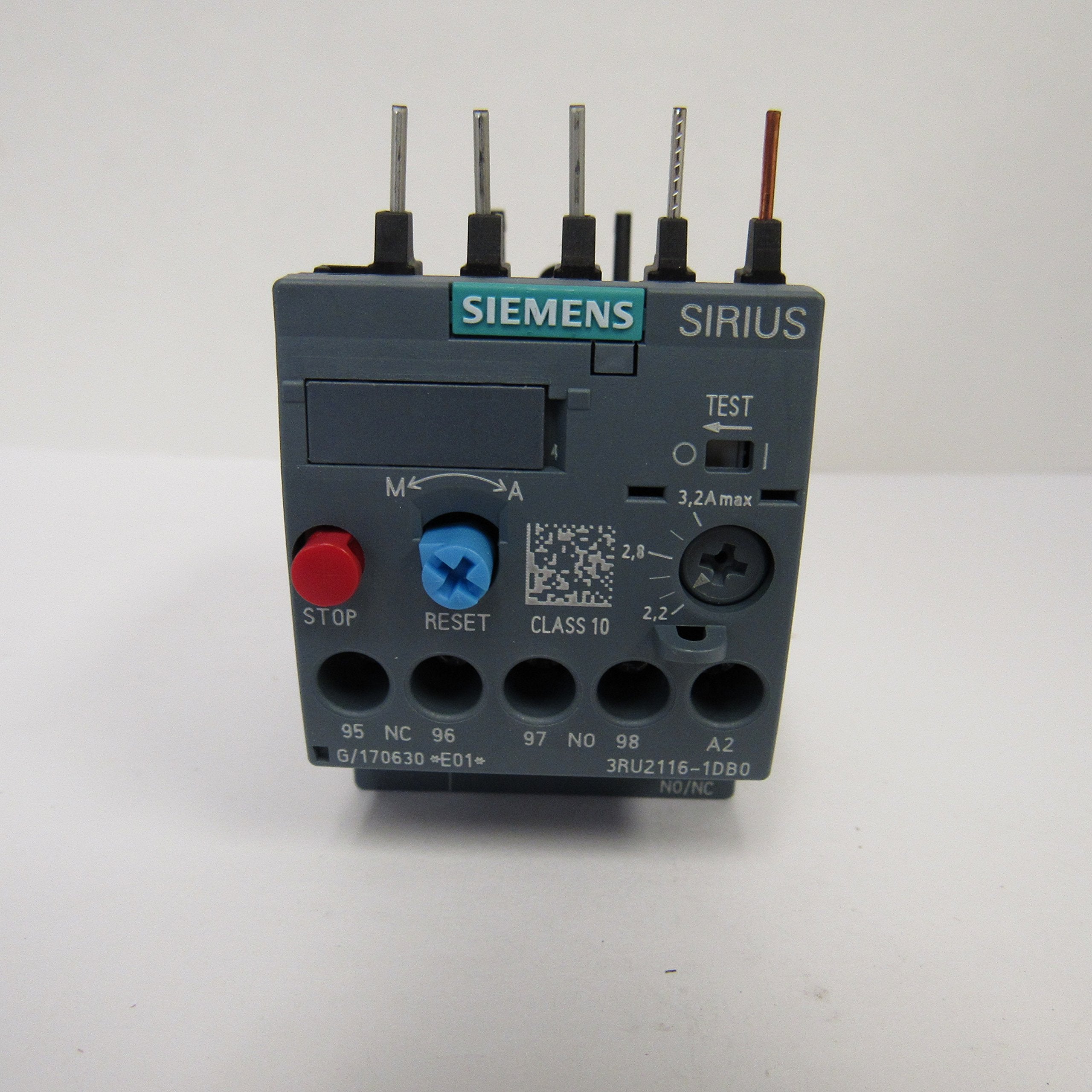SIEMENS Siemens 3RU2116-1DB0 Overload Relay 2.2-3.2 Amp 3-Pole 1NC 1NO