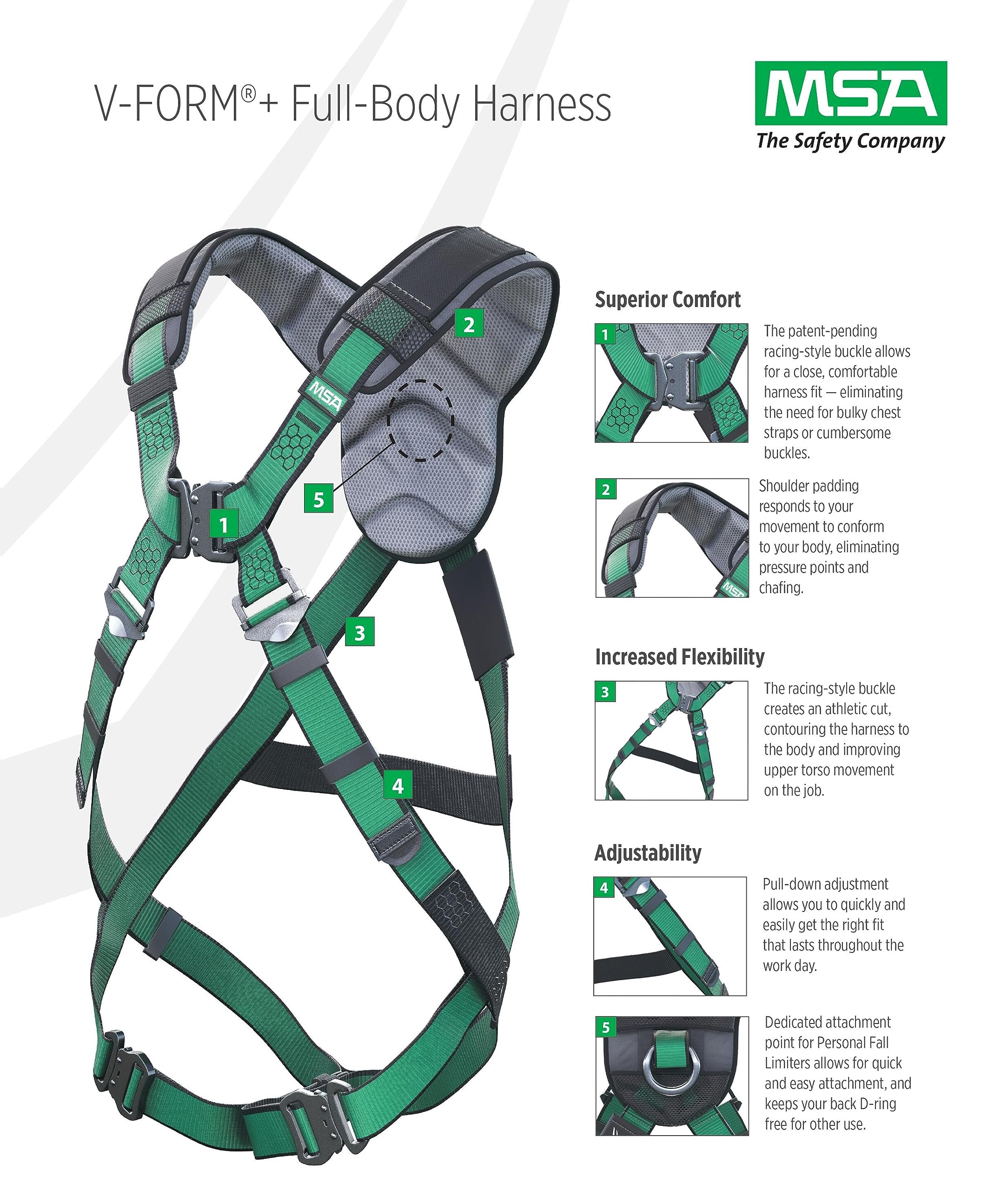 MSA SAFTEY MSA 10205845 V-Form Full-Body Safety Harness Standard Size