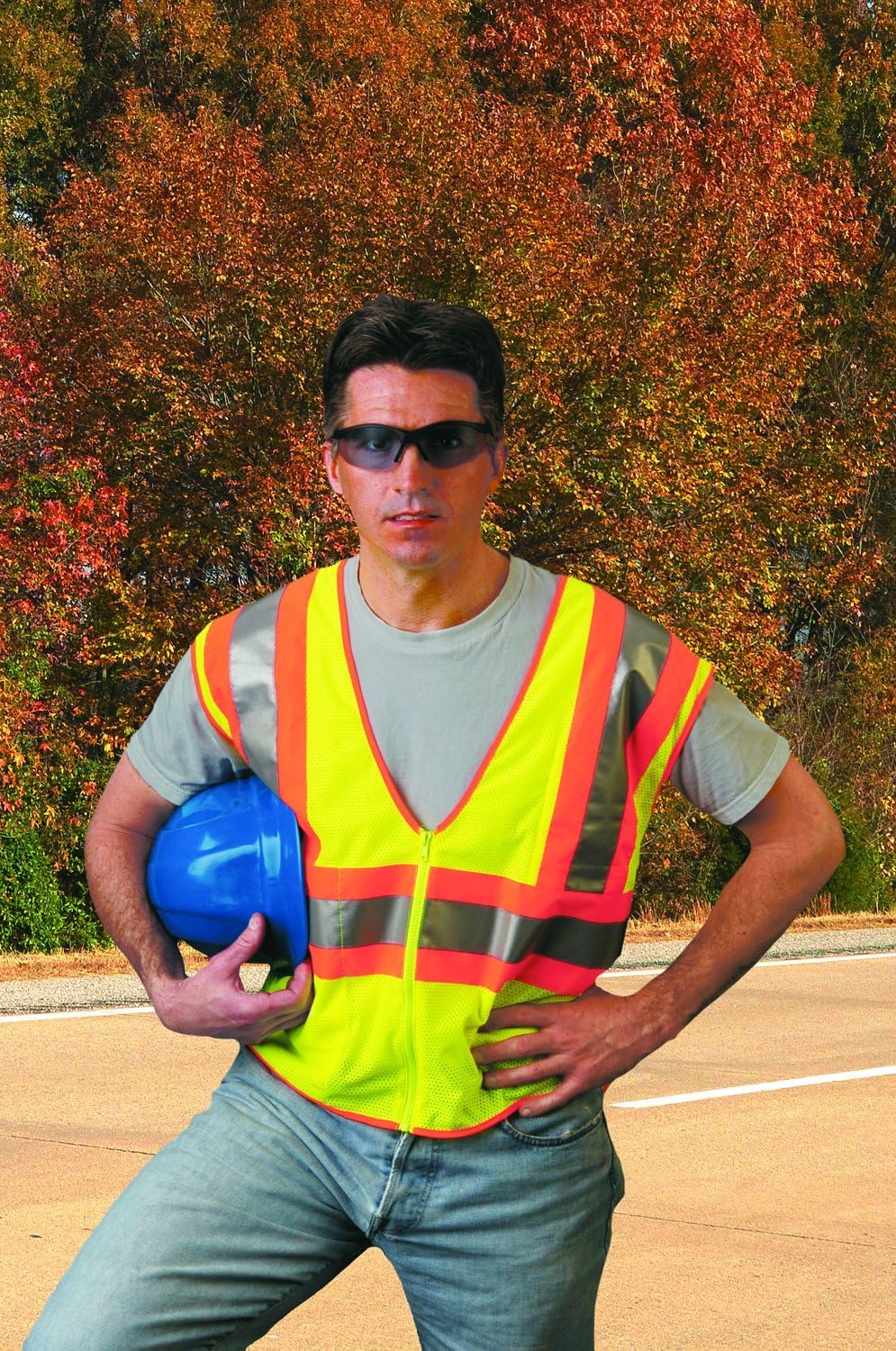 MCR SAFETY MCR Safety WCCL2LX2 Class 2 Polyester Mesh Safety Vest with 3M Scotchlite 4-1/2-Inch Orange/Silver Reflective Stripe Fluorescent Lime 2X-Large