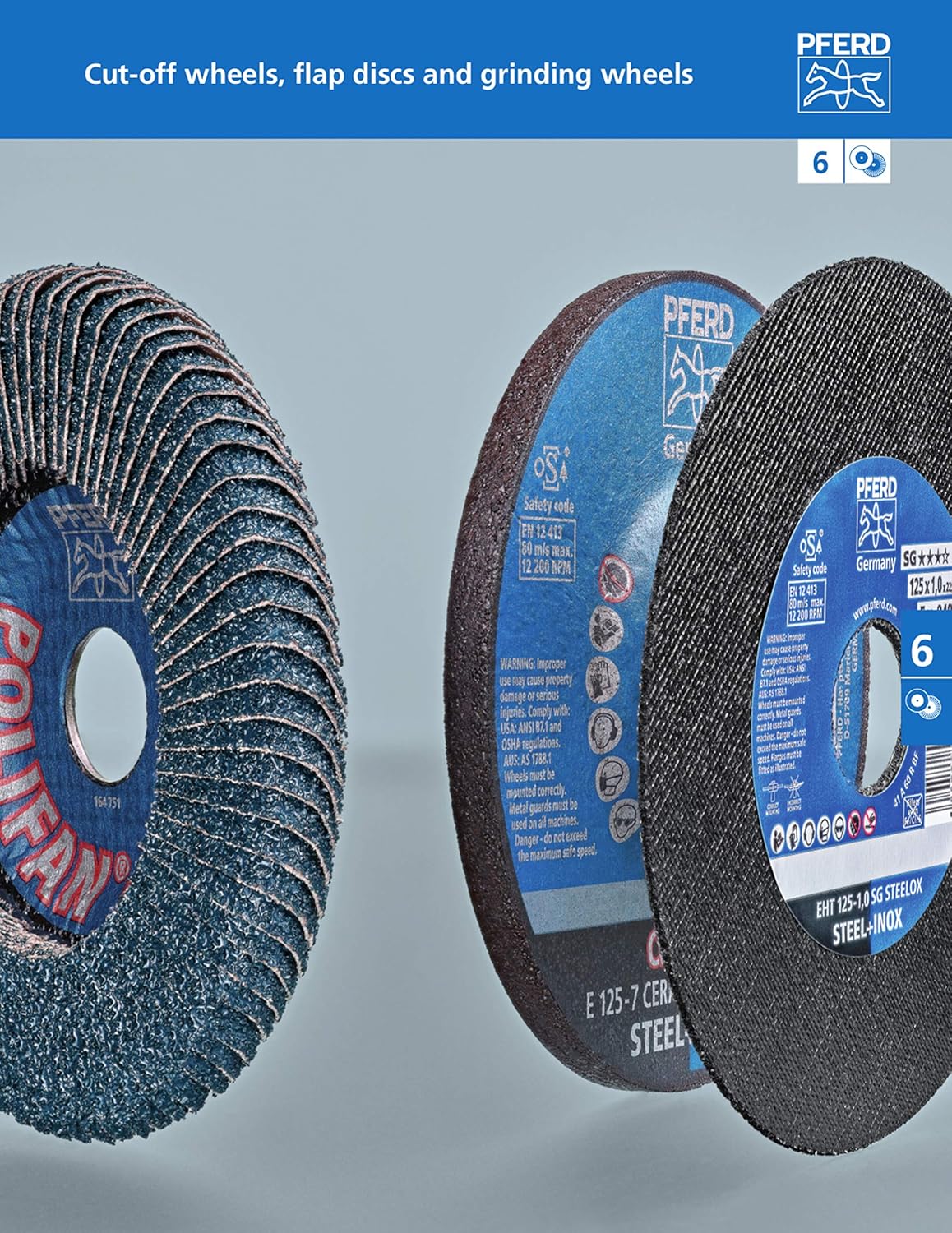 PFERD Pferd 67192 Polifan STEELOX Curve Radial Flap Disc Zirconia Alumina 4-1/2 Diameter 7/8 Arbor Hole 13300 RPM 40 Grit