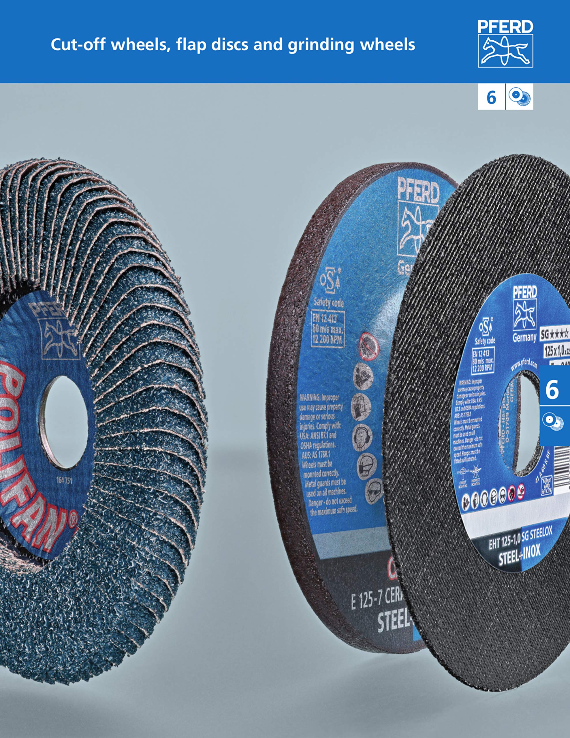 PFERD Pferd 63112 Depressed Center Cut-Off Wheel 7 in Dia 1/8 in Thick 5/8 Arbor 46 Grit Alum