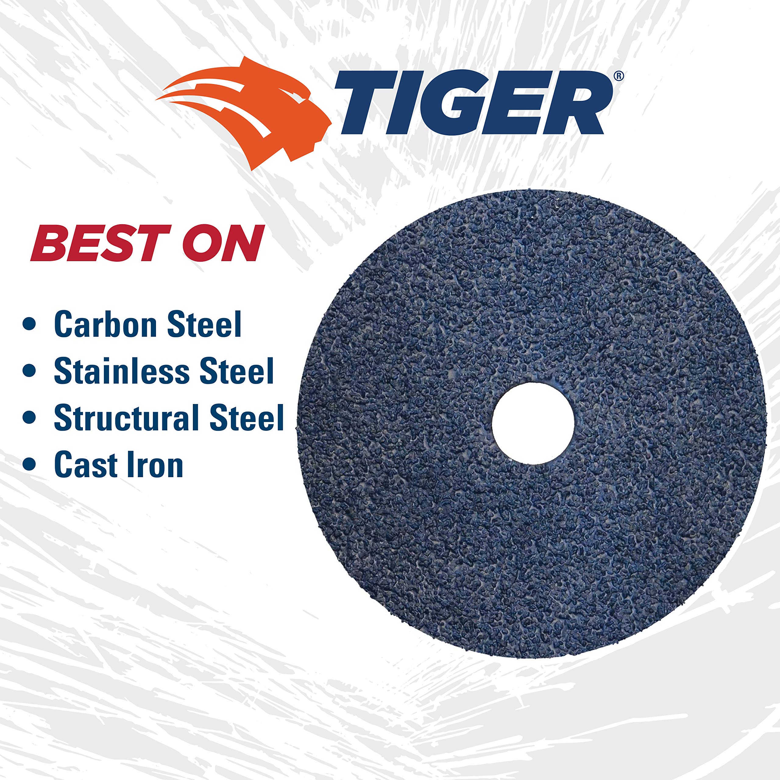 WEILER Weiler 59702 Tiger Zirconia Alumina Resin Fiber Sanding & Grinding Disc 5 Diameter 36 Grit 7/8 Arbor Hole Pack of 25