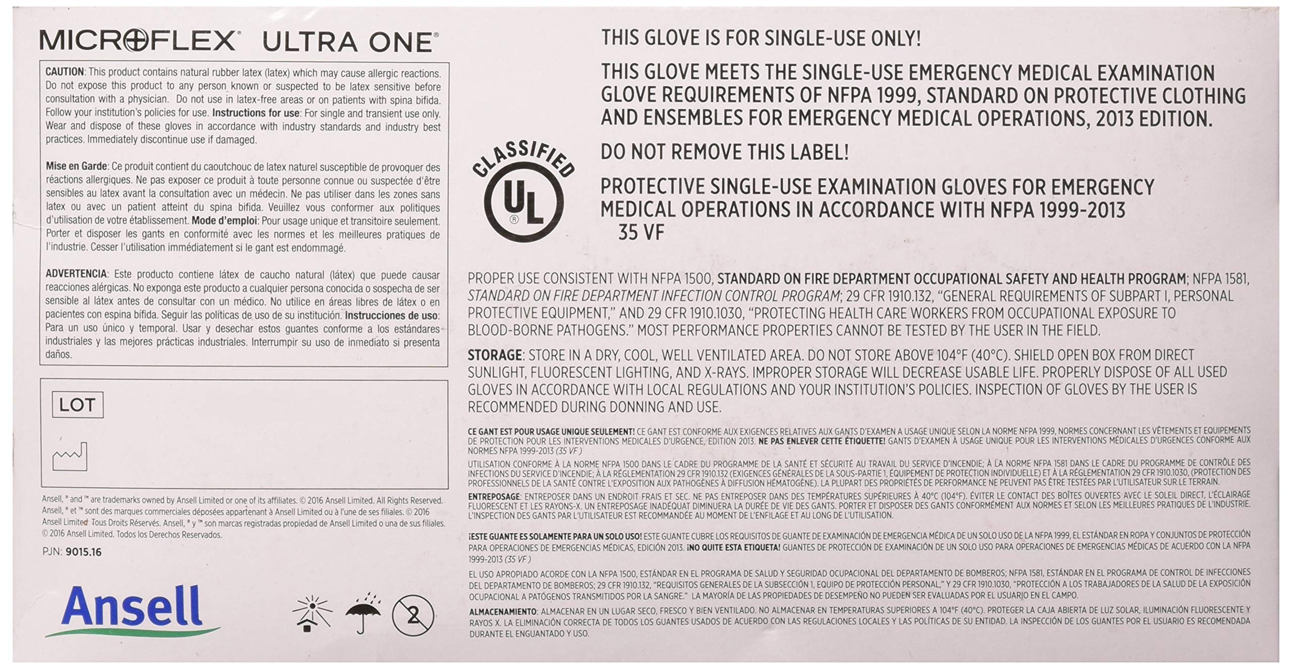 MICROFLEX Microflex UL-315-L Ultra One Latex Examination Gloves Powder-Free Large 50 Pack