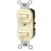 LEVITON Leviton 5224-2 1-Pole 3 Way Combination Stacked Toggle Switches Device, Brown