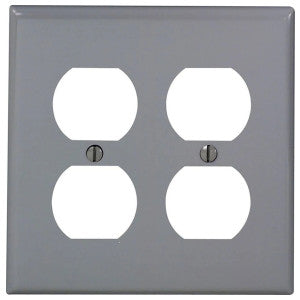 LEVITON Leviton 80716-GY Standard Size Traditional Wallplate 2 Gangs 4.5 in H x 4.562 in W