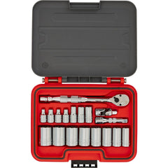PROTO Proto J52119AS Socket Set 19 Pc 3/8 Drive Sae 12 Point