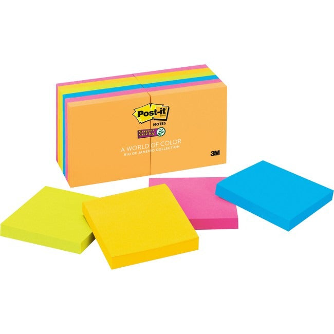 3M 3M MMM65412SSUC Super Sticky Notes (3 x 3 in or 3 x 5 in, 72 Count) 654-12SSUC