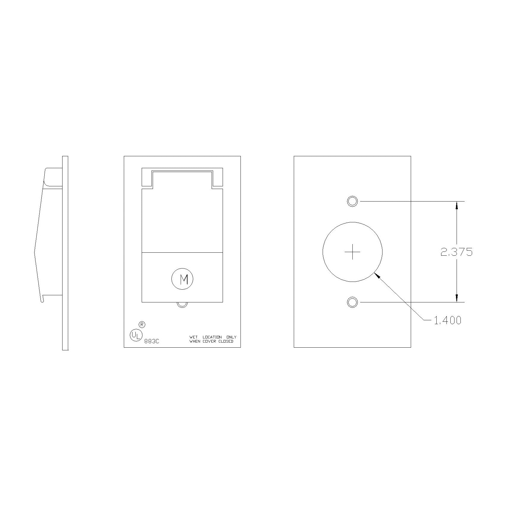 MULBERRY METAL PRODUCTS Mulberry Metal Products 30509W Self-Closing Device Cover 1.405 in Single Receptacle (Vertical / N3091)