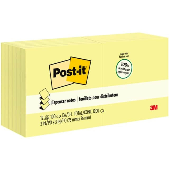 3M 3M MMMR330RP12YW Recycled pop-up notes refill 3 x 3 12/pack R330RP-12YW