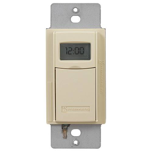 INTERMATIC Intermatic EI600C 7-Day 120 to 277 VAC 12 to 28 VDC 1-Pole 3-Way Ivory Digital In-Wall Timer