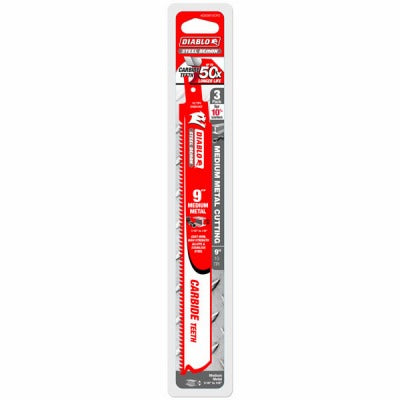 DIABLO Freud DS0910CF3 9 Inch Carbide Metal Reciprocating Blade 3 Pack