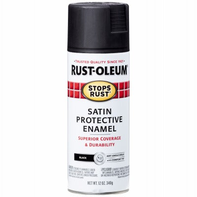 RUST-OLEUM Rust-oleum 7777-830 Satin Black Spray Enamel 12 Oz