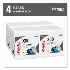 KIMBERLY-CLARK Kimberly-Clark KCC41026 WypAll X80 Quarter-Fold Towels 12.5 x 13 (50/Pack, 4 Packs/Case)