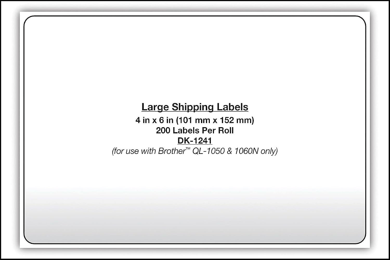 BROTHER Brother BRTDK1241 Die-Cut Shipping Labels (4 x 6 inch, 200 per Roll)