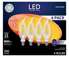 GE G E Lighting 92674 Led Candelabra Bulb 3.5W Soft White 4 Pack