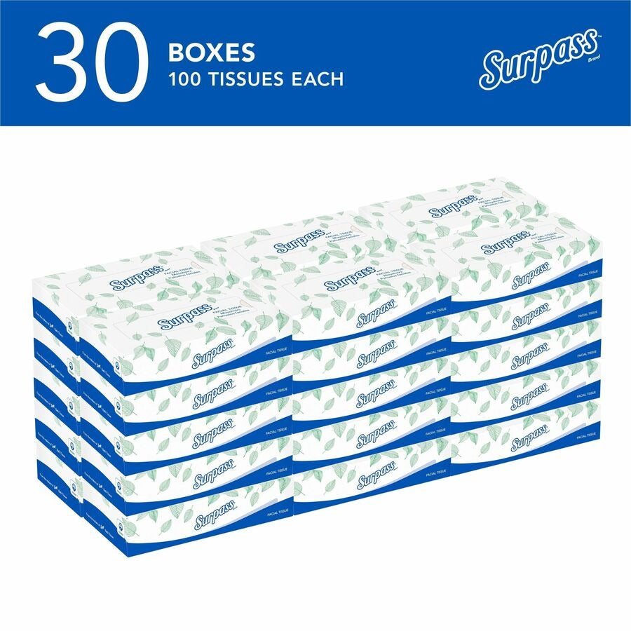 KIMBERLY-CLARK Kimberly-Clark KCC21340 Surpass Facial Tissue 2-Ply (100 Sheets/Box, 30 Boxes/Case)
