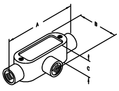 Steel Electric Products T6A 2 Inch Die-Cast Copper Free Aluminum Tee Hub Type T Conduit Body