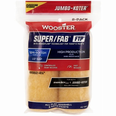 WOOSTER Wooster Brush RR982-4 1/2 Roller Cover 4in X 1/2in Nap 2 Pack