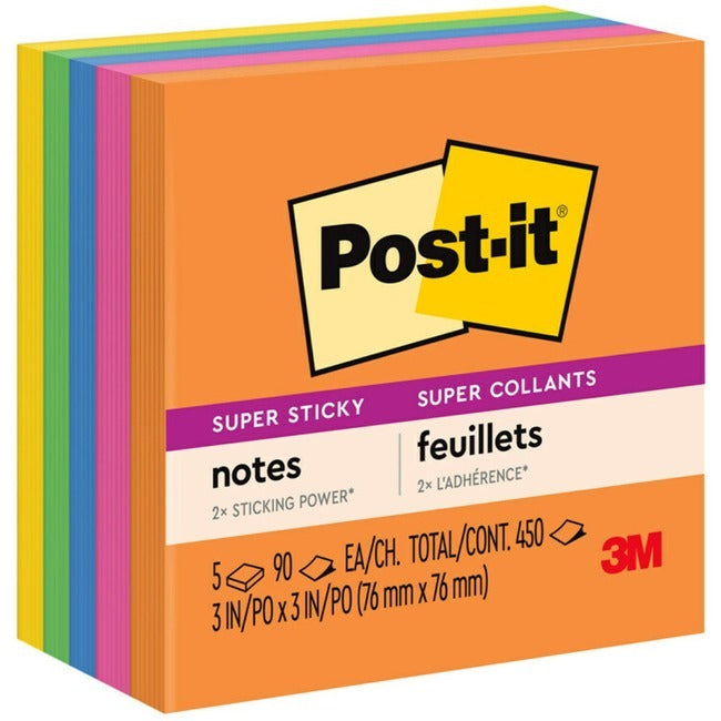3M 3M MMM6545SSUC Super Sticky Notes 3 x 3 (5 Pads) 6545SSUC