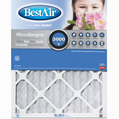 BESTAIR Ppa Industries B1-2030-13-6 Merv 13 Pleated Filter 20x30x1 6-pack