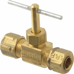 PARKER Parker NV105CA-4 Needle Valve 1/4 in Compression Brass 150 Psi